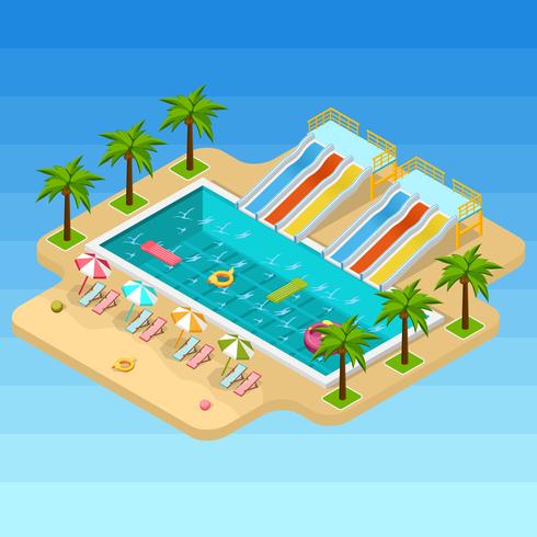 Isometric Aqua Park Composition vector