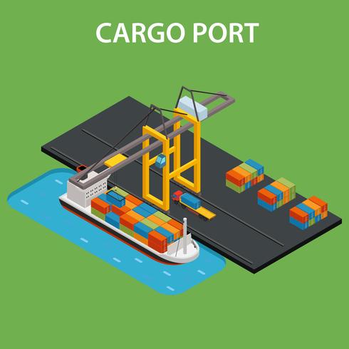 Cargo port isometric vector