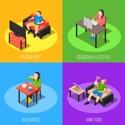 Sedentary Lifestyle Design Concept vector