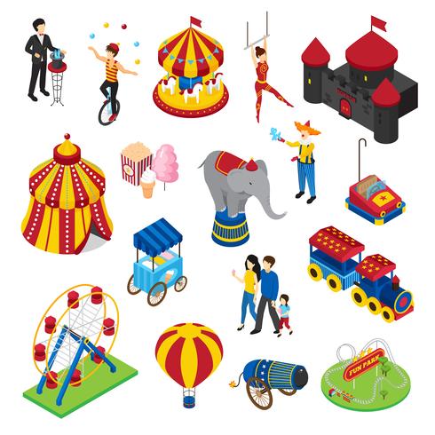 Amusement Park Isometric Set vector