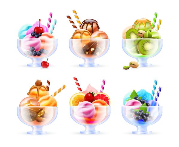 Sherbet Icecream Glass Set vector