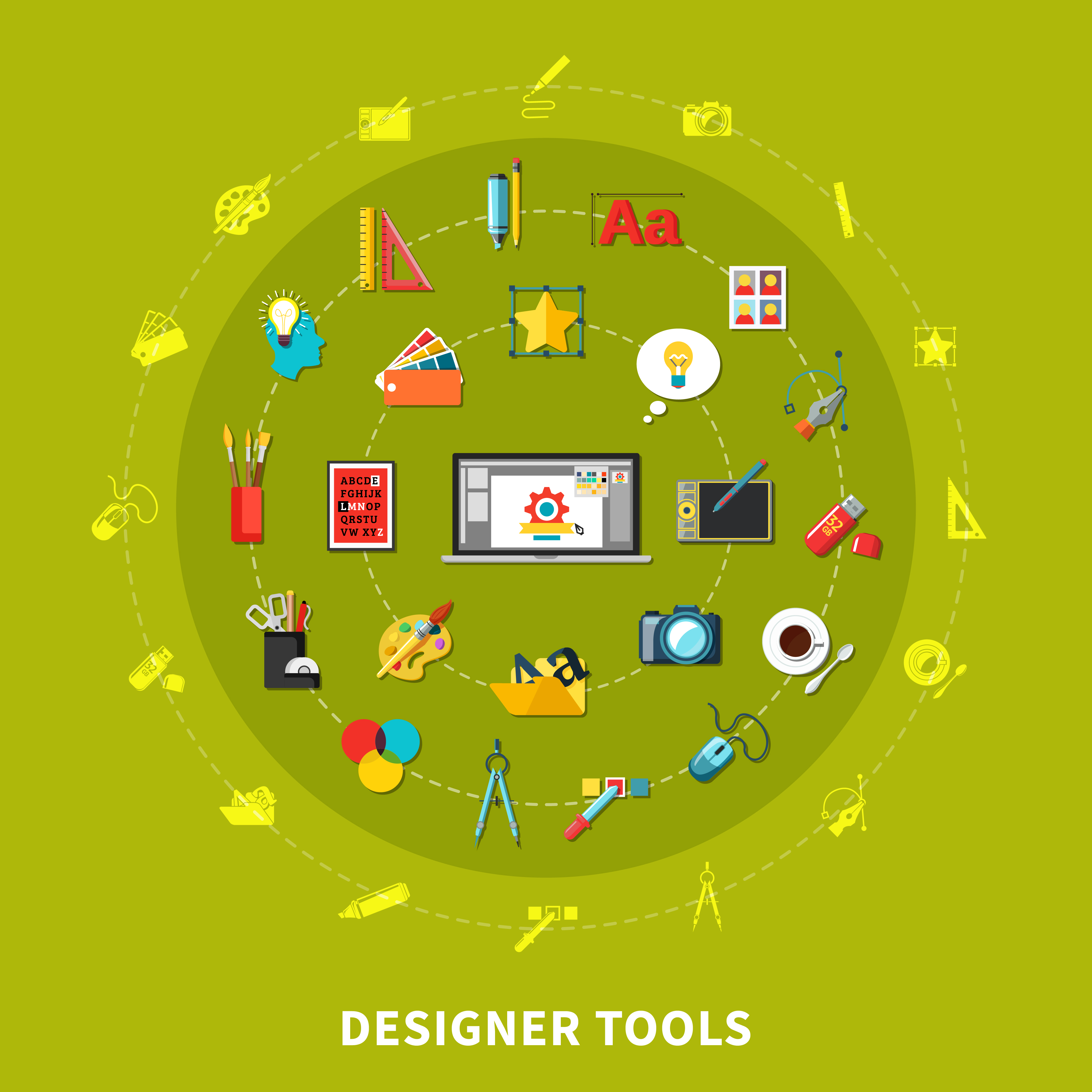 Designer Tools Colored Concept 481143 Vector Art at Vecteezy