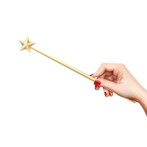 Realistic Magic Wand In Hand vector