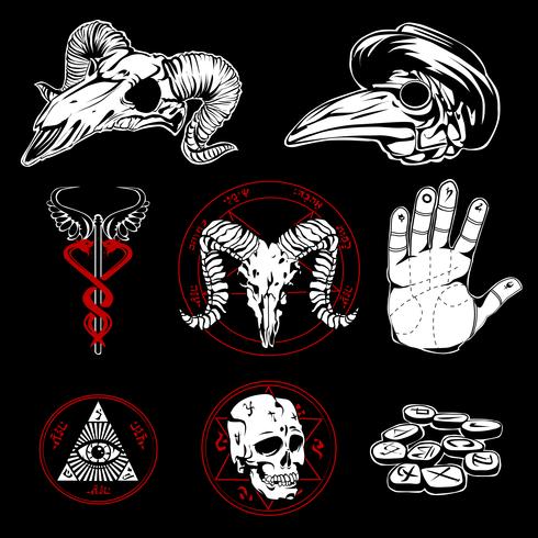 Hand Drawn Esoteric Symbols And Occult Attributes vector