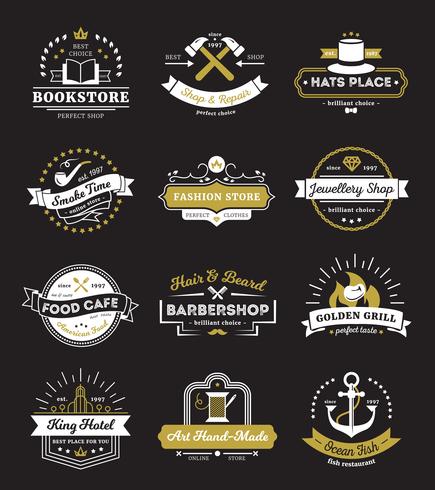 Hotel Stores And Cafe Vintage Logos vector