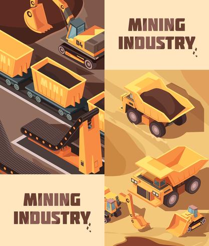 Mining Vertical Banners Set vector