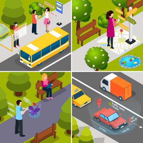 Virtual Augmented Reality Isometric Icon Set vector