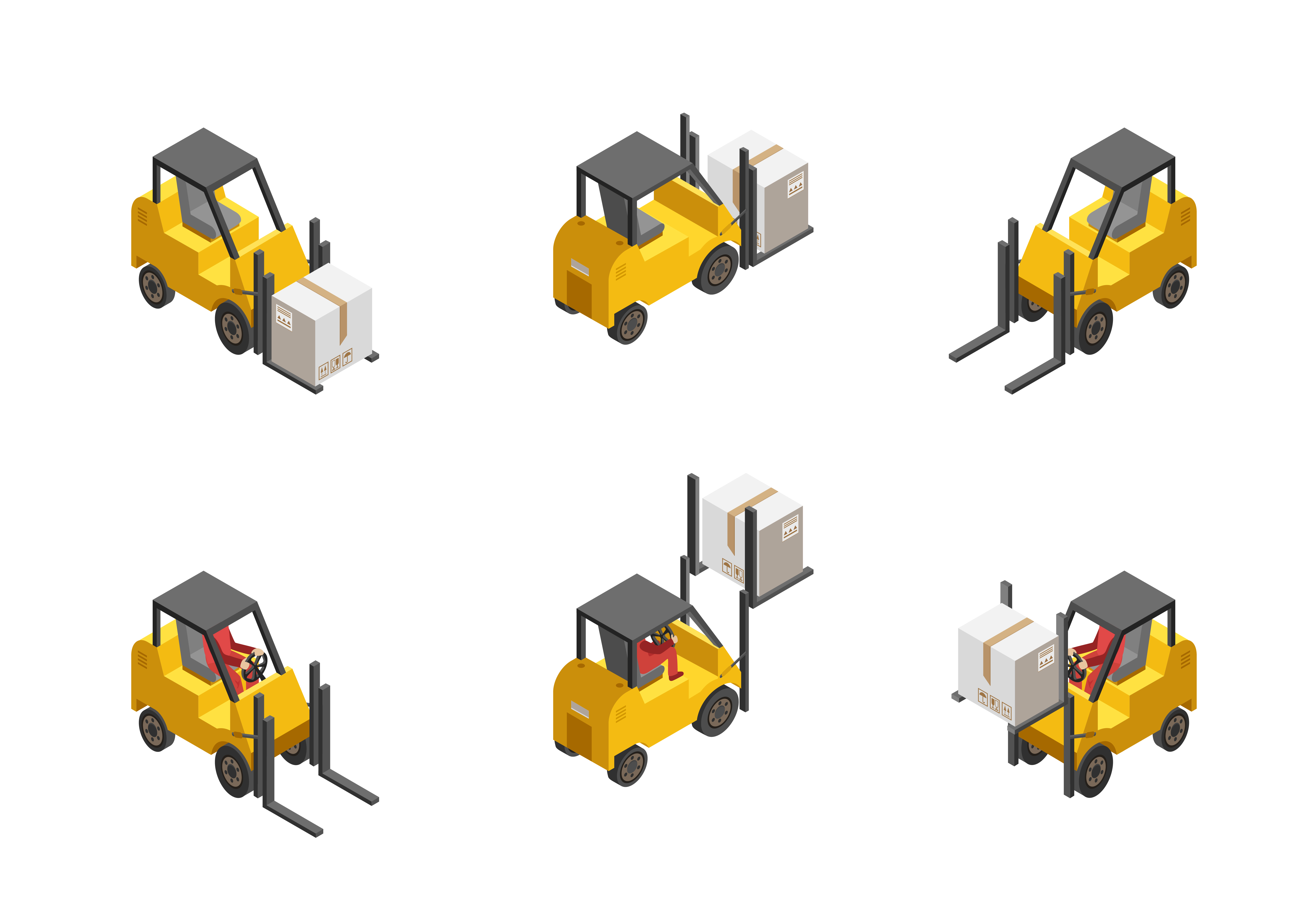 Forklift Truck Set 481194 Vector Art at Vecteezy