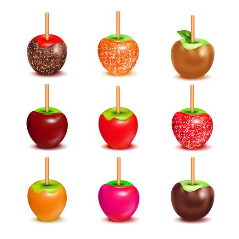 Toffee Candy Apples Assortment Set vector