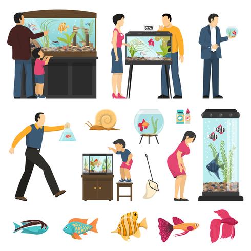 People And Aquaria Set vector