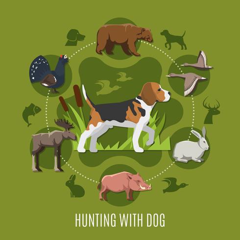 Hunting With Dog Concept vector