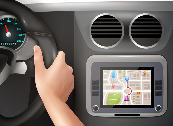 GPS Navigation In Car vector