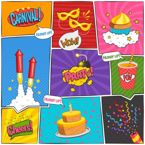 Party Comic Page Design vector