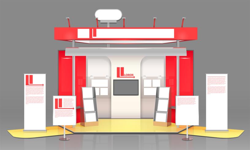 Red Exhibit Display Case Design vector