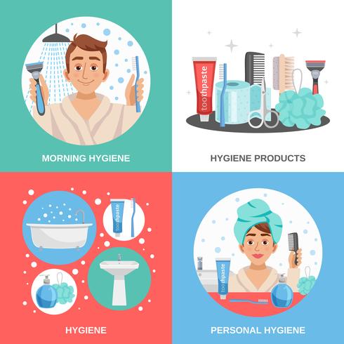 Hygiene Square Compositions Set vector