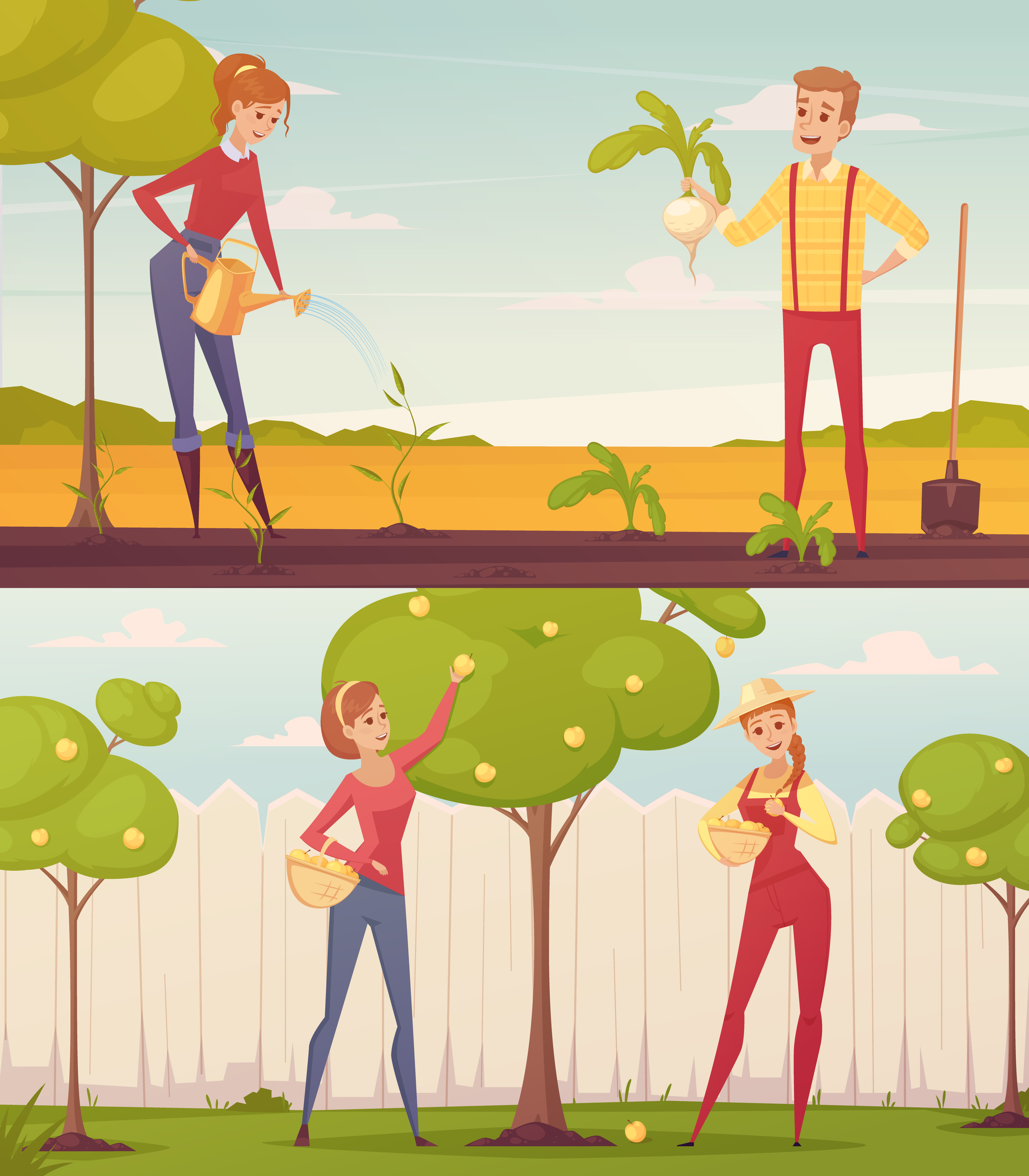 Cartoon Gardeners Illustration Set 481337 Vector Art at Vecteezy