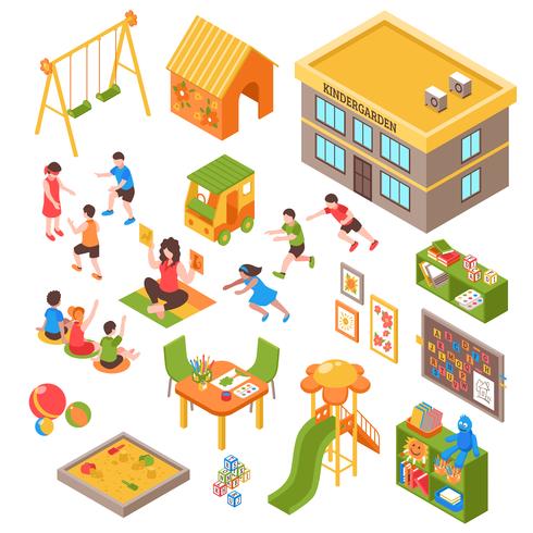 Nursery Isometric Elements Set vector