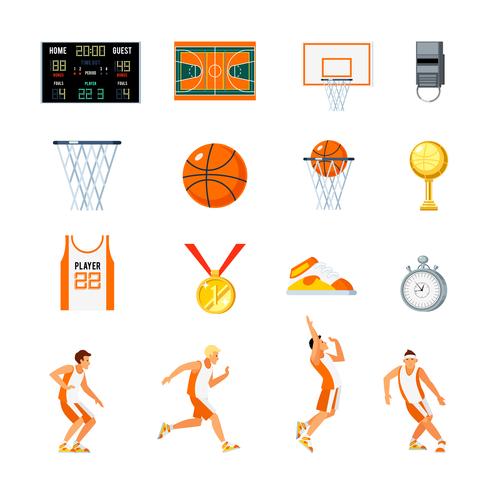 Basketball Orthogonal Icons Set vector