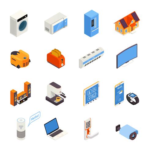 Smart Home  Technology Isometric Icons Collection  vector