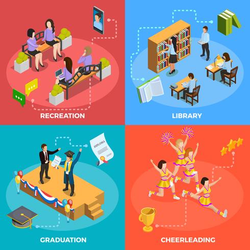 University People 4 Isometric Icons Square  vector