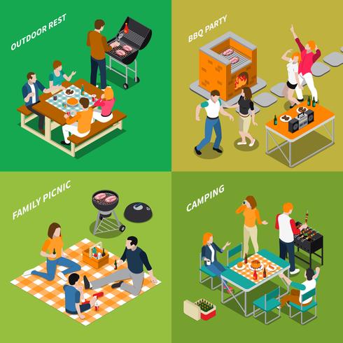 BBQ Isometric Compositions vector
