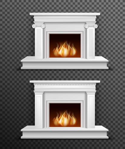 Indoor Fireplace Set On Transparent Background  vector