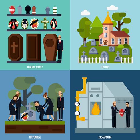 Funeral Services Icon Set vector