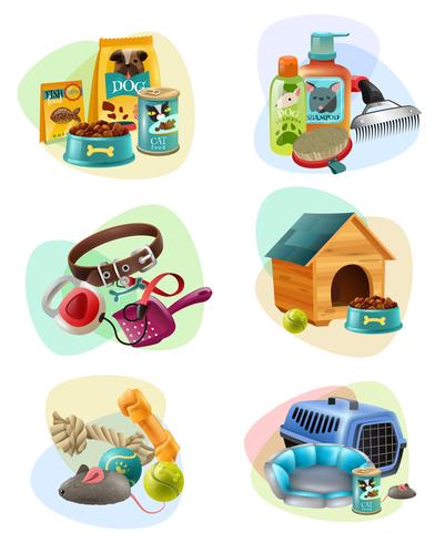 Pet Care Concept Composition Icons Set  vector