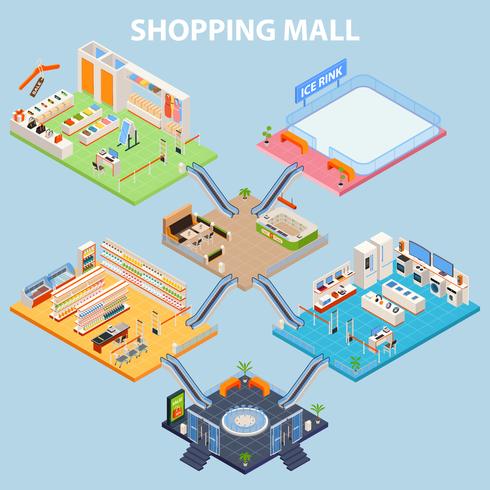 Isometric Plaza Interior Concept vector