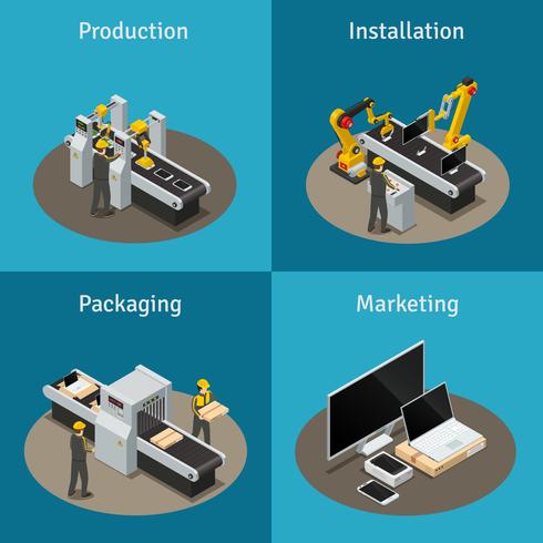 Electronics Factory Isometric Composition vector