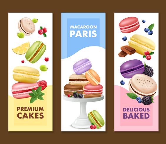 Macaroons Vertical Banners Set vector