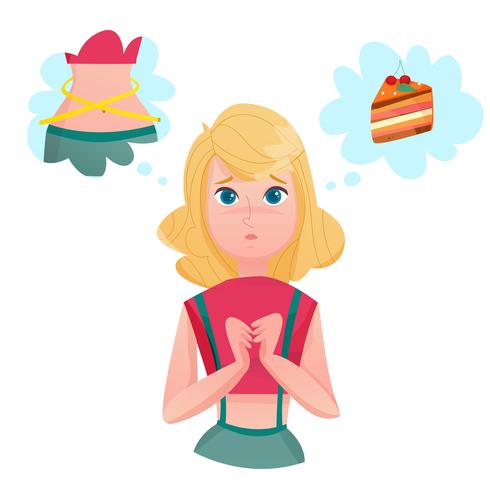 Dieting Lining Lady Temptations Cartoon Character vector