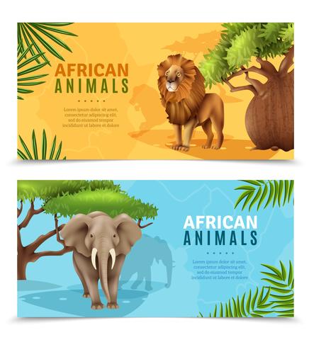 Safari Animales Banners horizontales vector