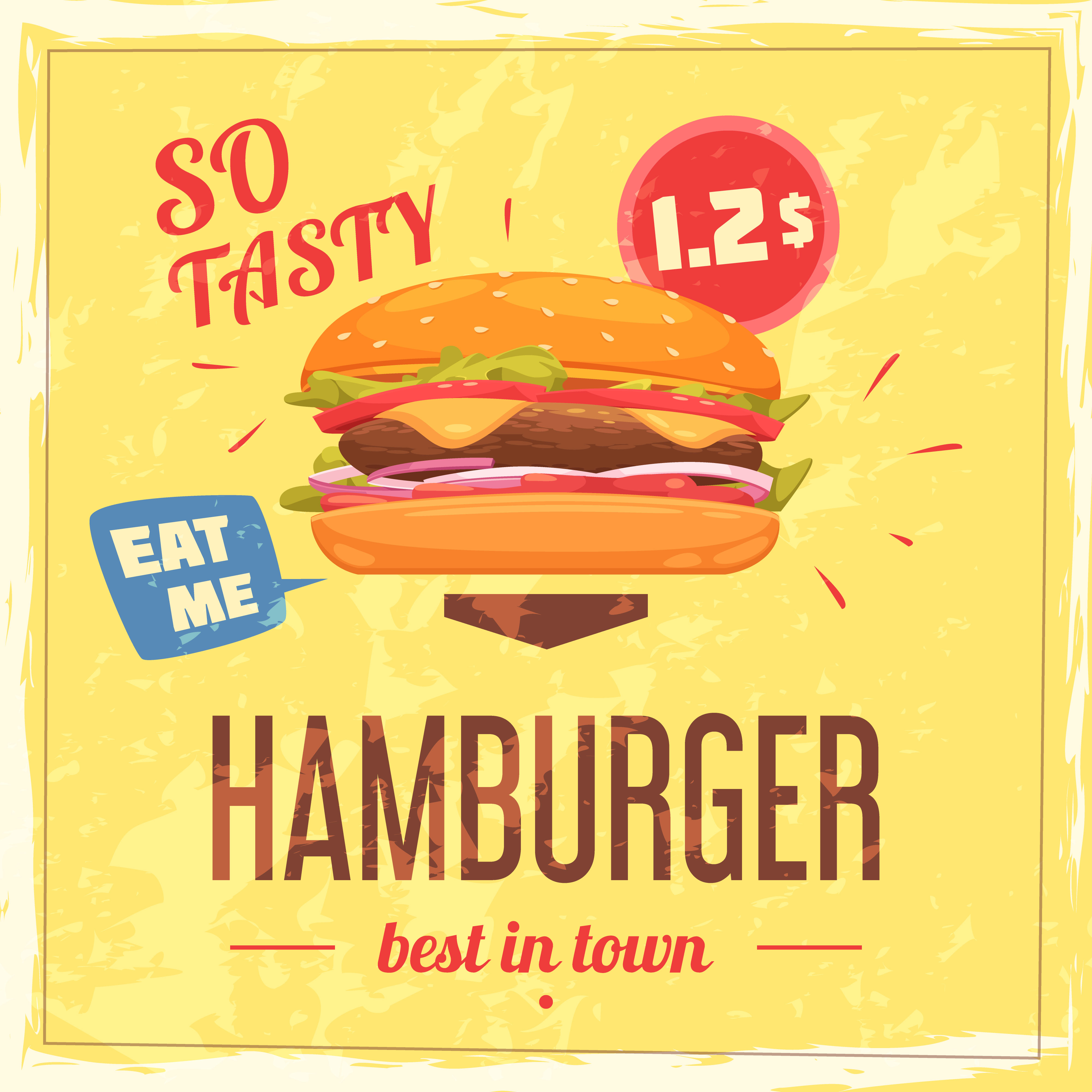 Best Hamburger  In Town Poster  Download Free Vectors 