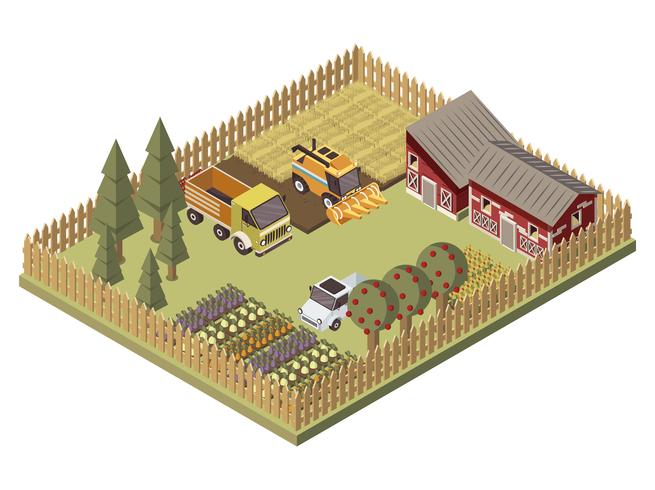 Farm Vehicles Isometric Design vector