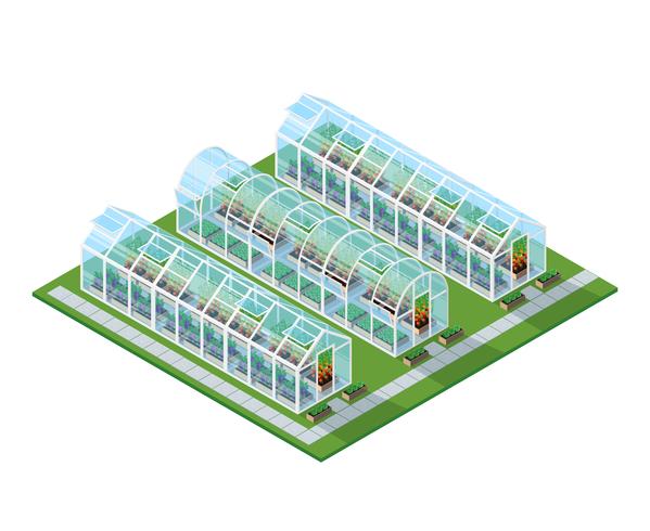 Greenhouses Isometric Location vector