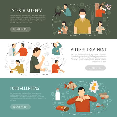 Three Allergy Banner Set vector