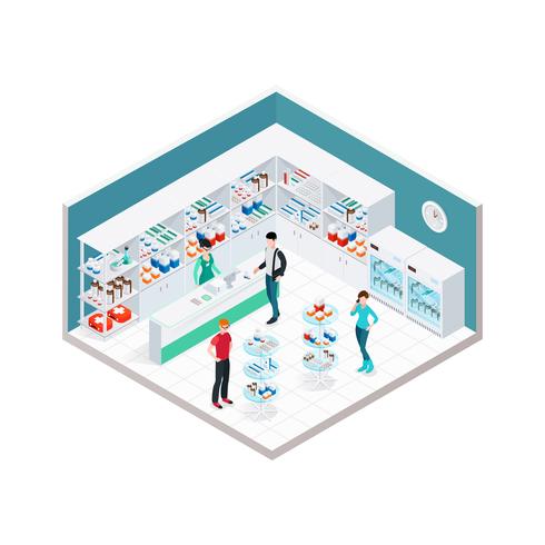 Chemists Shop Interior Composition vector