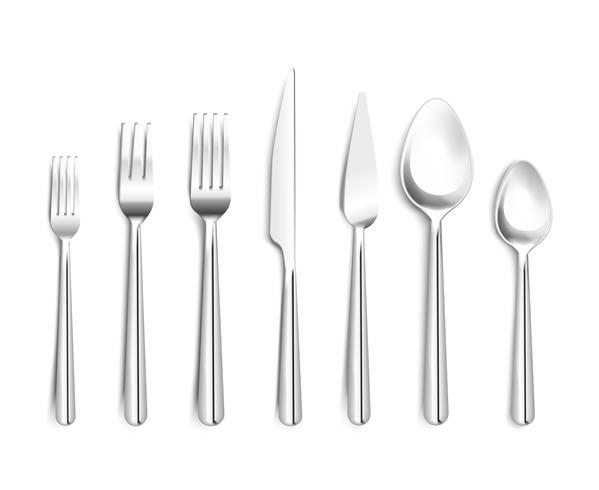 Realistic Silverware Top View vector