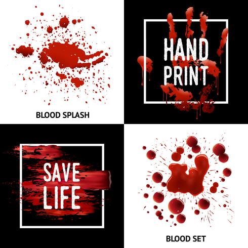 Blood Splatters 4 Icons Square Concept  vector