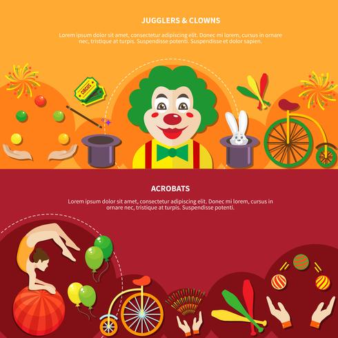 Circus horizontal banner set vector