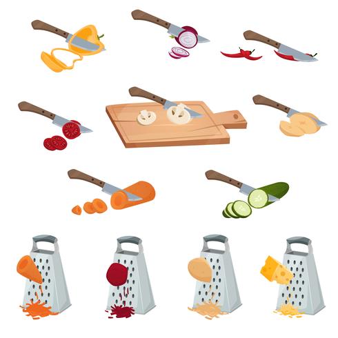 Vegetables Preparing Set  vector