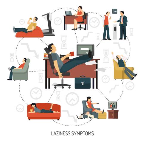 Laziness Symptoms Infographics vector