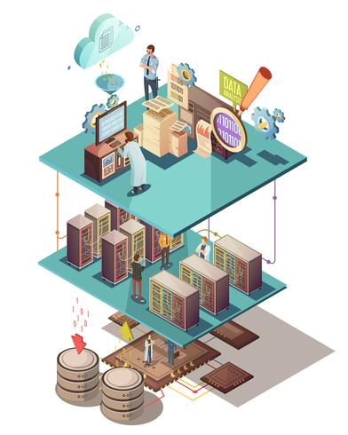 Concepto isométrico de análisis de datos vector