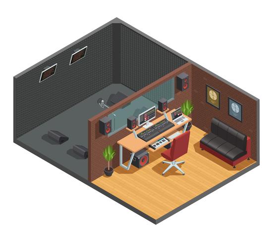 Soundbox Interior Isometric Composition vector