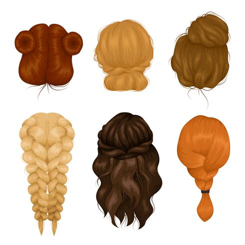 Women Hairstyle Back View Icons Collection Download Free