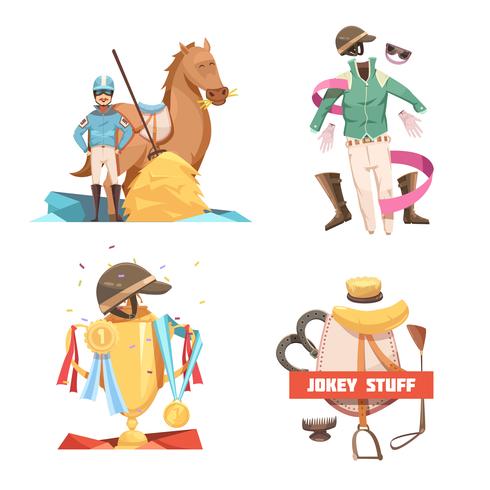 Horse Riding Retro Cartoon Compositions vector