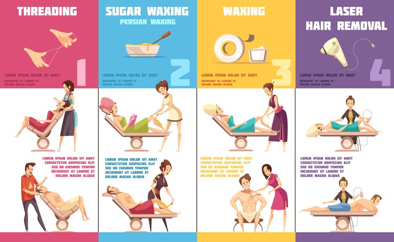 Depilation Methods 4 Infographic Banners Set  vector