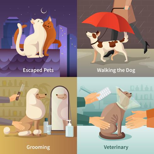 Pet Shop Concept Icons Set vector