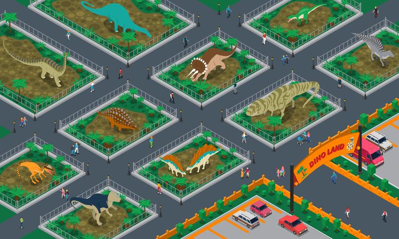 Dino Land Isometric Composition vector